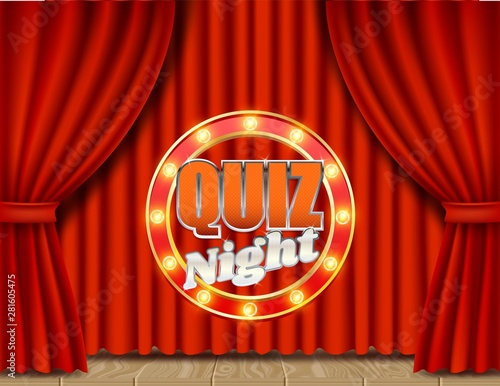 Quiz night retro vector banner poster design template