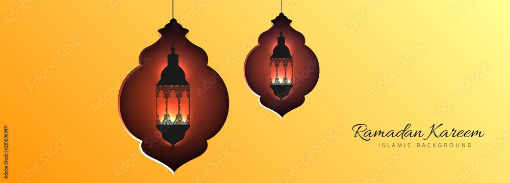 Obraz premium Ramadan Mubarak banner template design