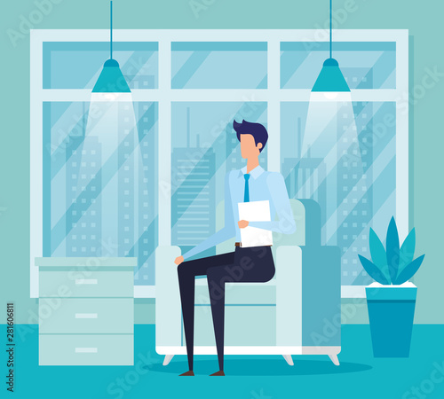 elegant businessman worker in the livingroom