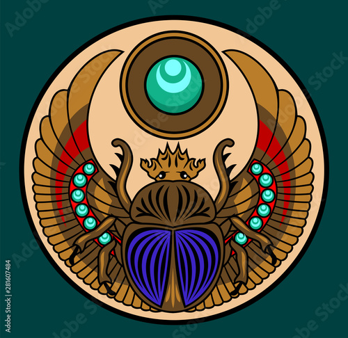 Sacred egyptian symbol - scarab beetle, vector graphics