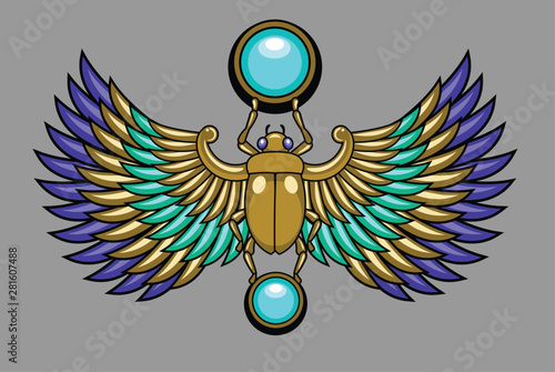 Sacred egyptian symbol - scarab beetle, vector graphics