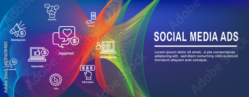 Social Media Ads Icon Set and Web Header Banner