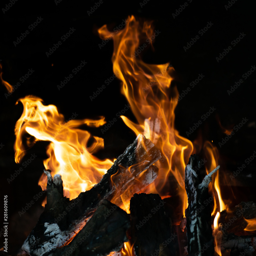 fire flames in bonfire stove isolated with balck fire flames in bonfire stove isolated with balck