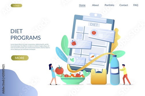 Diet programs vector website landing page design template