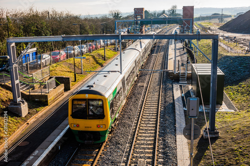 electrified line railway station rural warwickshire england uk