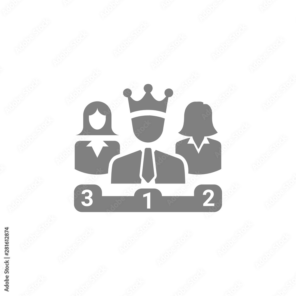 Award, business rank, success, team, winner, crown on head grey color icon Award, business rank, success, team, winner, crown on head grey color icon