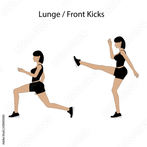 Lunge front kicks exercise