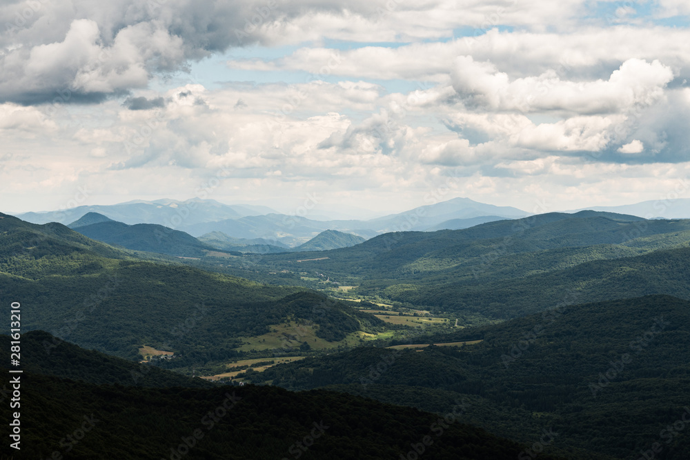 A view of the valley in Bieszczady Mountains, seen from Połonina Caryńska.