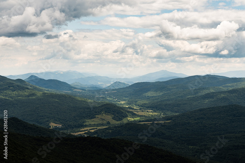 A view of the valley in Bieszczady Mountains, seen from Połonina Caryńska.