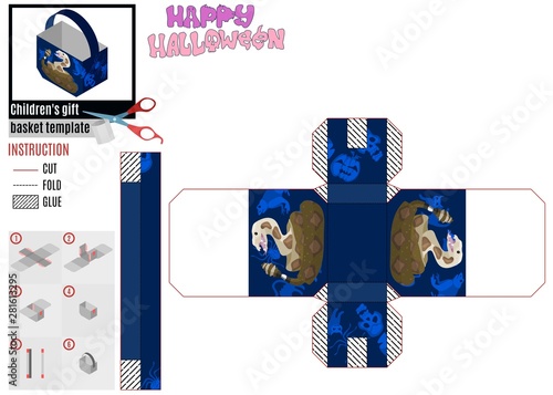 blue cutout basket halloween green rattlesnake