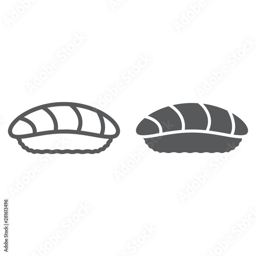 Sushi line and glyph icon, asian and food, seafood sign, vector graphics, a linear pattern on a white background.