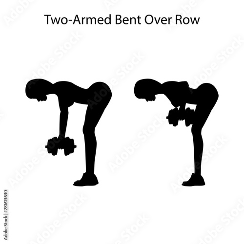 Two armed bent over row exercise solhouette