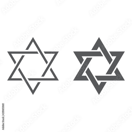 Star of David line and glyph icon, israel and jewish, hexagram sign, vector graphics, a linear pattern on a white background. photo
