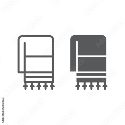 Jewish tallit line and glyph icon, religion and israel, jew tallit sign, vector graphics, a linear pattern on a white background.