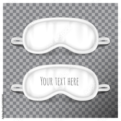 Eye sleep mask. Vector mock up illustration. White sleep accessory object. Eye protection for rest night travel, blindfold