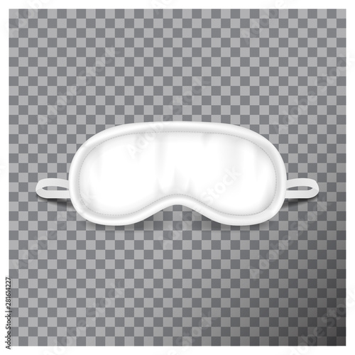 Eye sleep mask. White sleep accessory object. Eye protection for rest night travel, blindfold. Vector mock up illustration