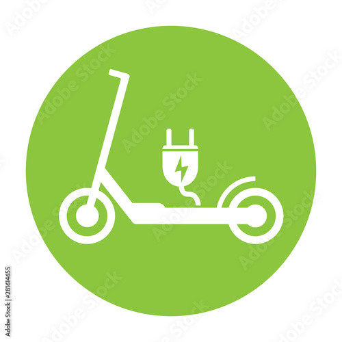 electric push scooter e-scooter symbol with plug vector illustration