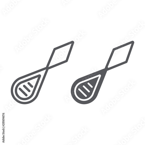 Needle threader line and glyph icon, dressmaker and sew, sewing equipment sign, vector graphics, a linear pattern on a white background.