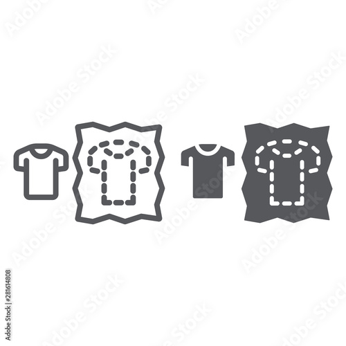Sewing pattern line and glyph icon, dressmaking and sew, clothing pattern sign, vector graphics, a linear pattern on a white background.
