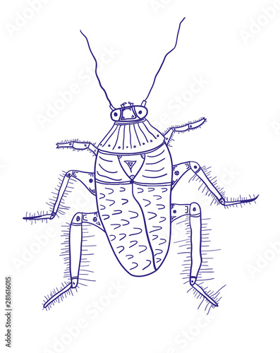 Humorous insect. German cockroach. Vector illustration.