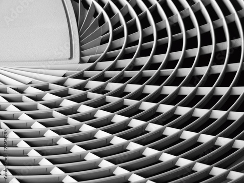 Lines of air vent on building closeup black and white style