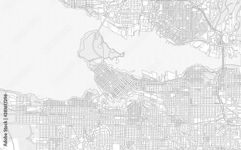 Fototapeta premium Vancouver, British Columbia, Canada, bright outlined vector map
