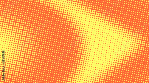 Yellow and orange retro comic pop art background with haftone dots design. Vector clear template for banner or comic book design, etc