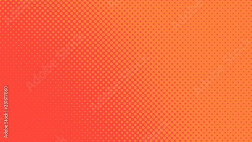 Red and orange pop art background in vitange comic style with halftone dots, vector illustration template for your design.