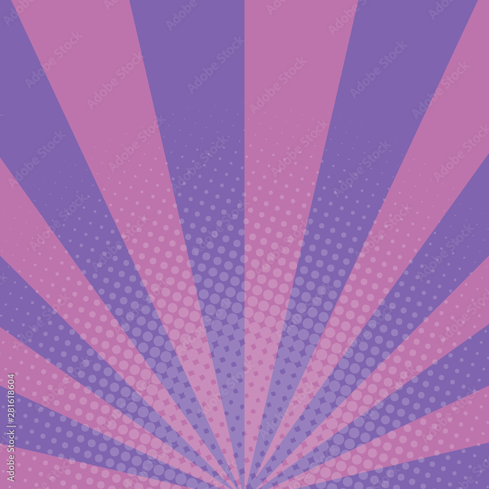 Purple and violet dotted background in retro pop art comic style