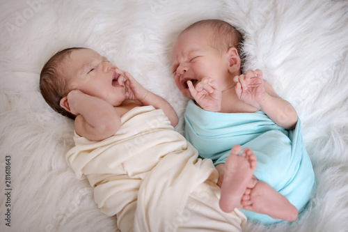 the concept of healthy lifestyle, IVF - a two newborn babys sleeps