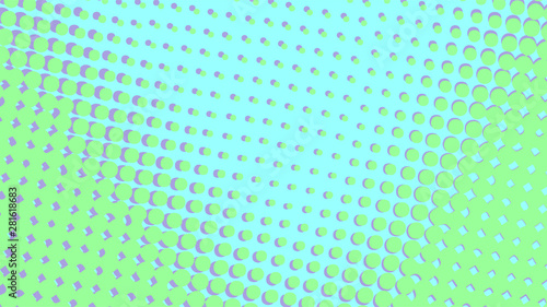 Green and blue pop art background in vitange comic style with halftone dots, vector illustration template for your design
