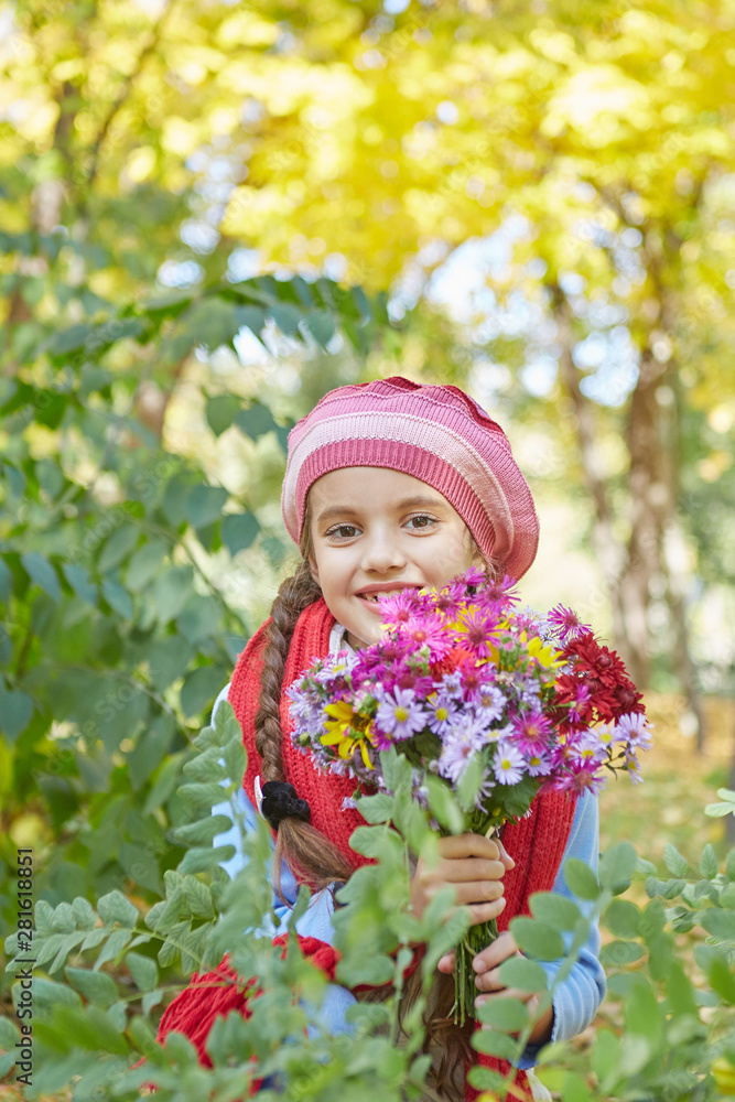 Beautiful happy girl in autumn park Beautiful happy girl in autumn park
