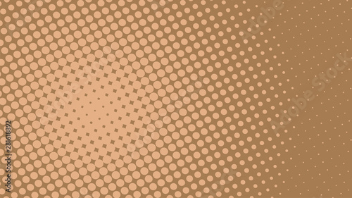 Beige brown pop art background in vitange comic style with halftone dots, vector illustration template for your design