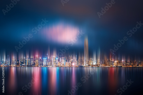 Abstract vertical motion blur city effect for background