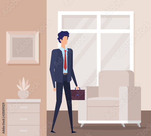 elegant businessman worker in the livingroom
