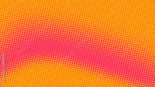 Magenta and orange retro comic pop art background with haftone dots design. Vector clear template for banner or comic book design, etc