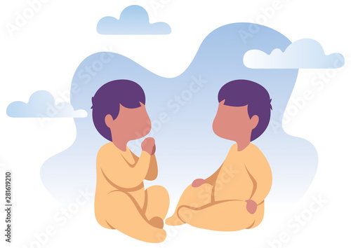 Baby Twins Flat Design