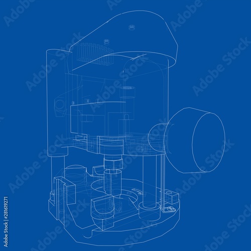 Outline milling machine. Vector