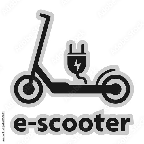 electric push scooter e-scooter symbol with plug vector illustration