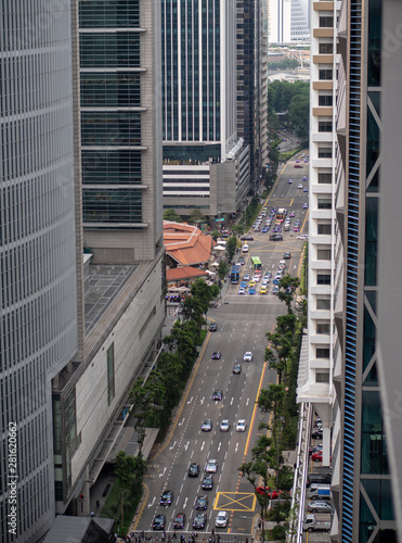 Busy street in Singapore financial district