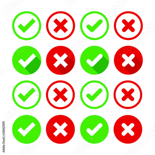 Vector Icons Check mark and Wrong. Approved symbols Smooth and smooth design for the web or mobile app.