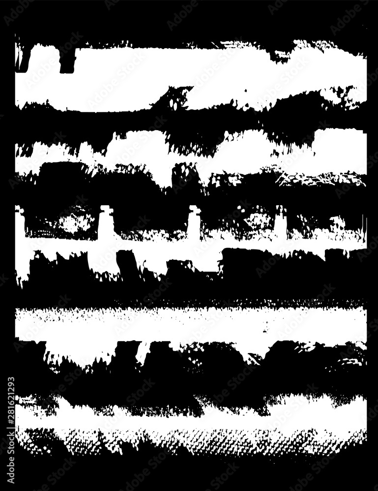 Fototapeta premium Set of abstract grunge lines. White marks from the roller. Traces of paint strokes with a dry brush