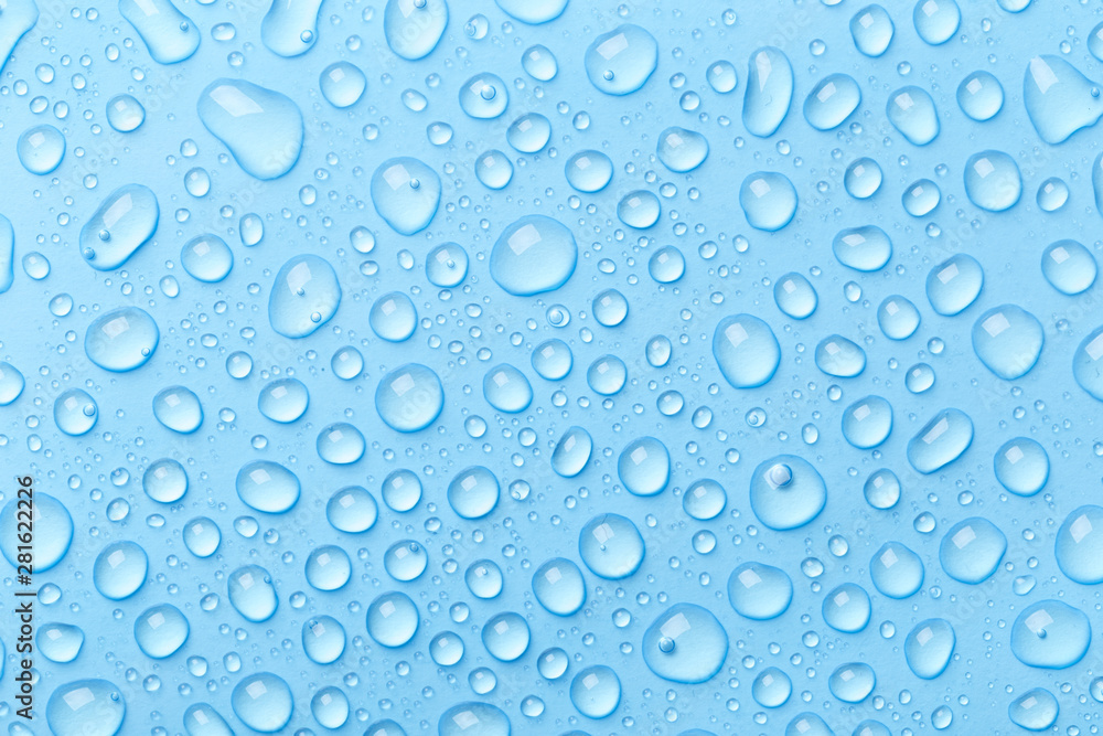 Blue water drops background