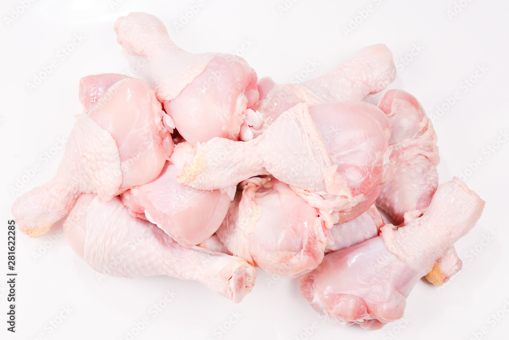 Tasty raw chicken legs. Top view.