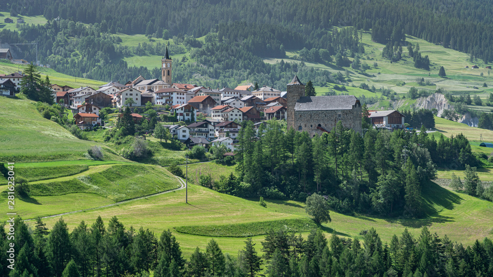 Switzerland, panoramic view on Mon village