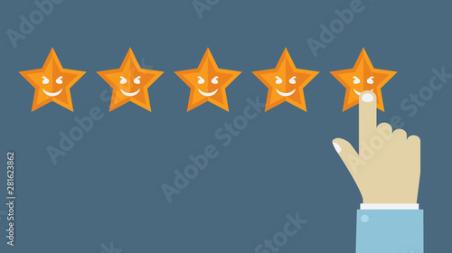 Customer service review. Positive feedback survey.