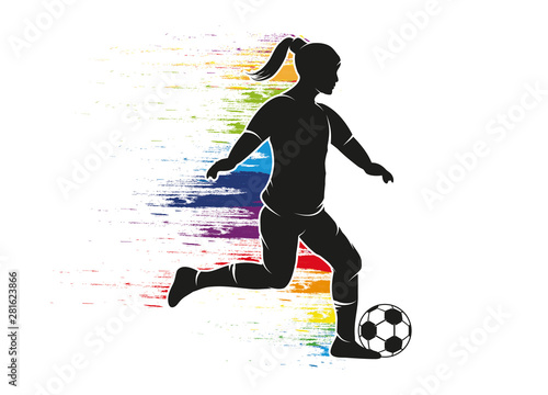 Frauenfußball - Frau mit Fußball und Farben