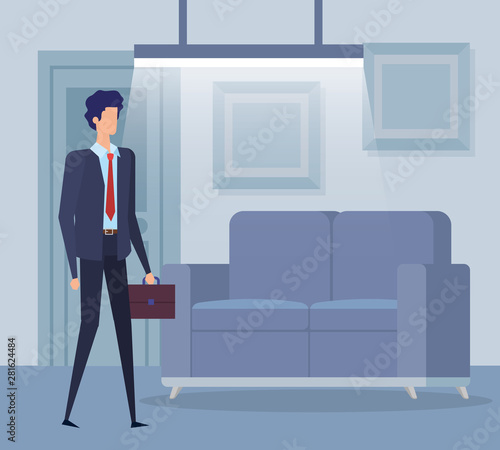 elegant businessman worker in the livingroom