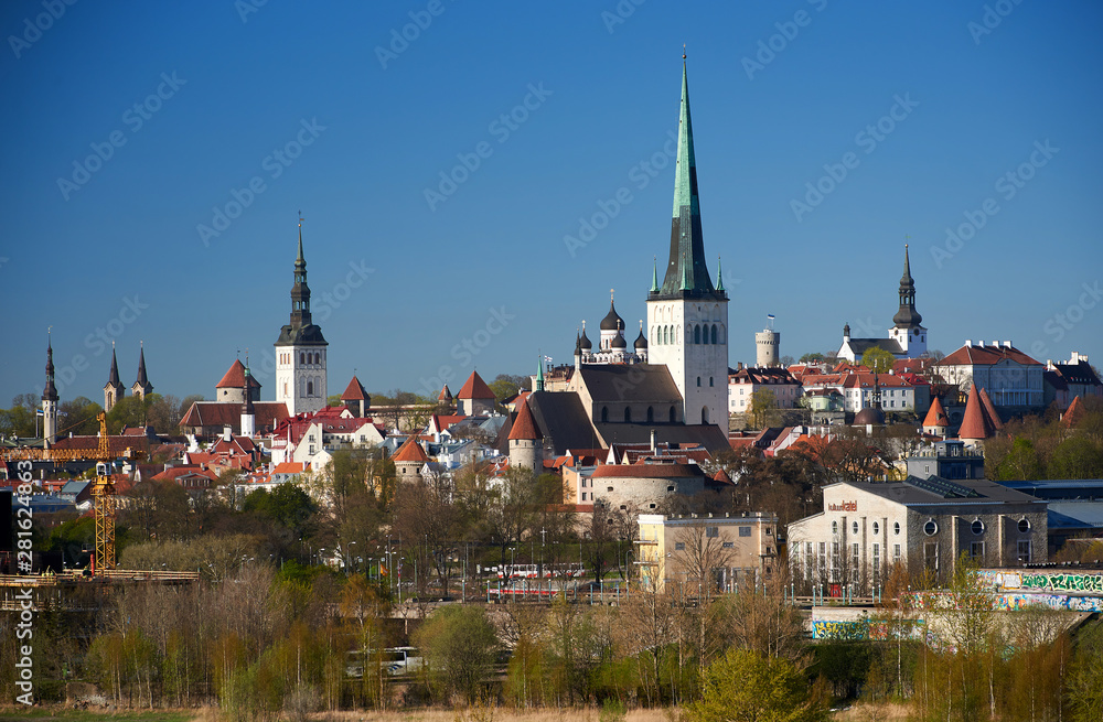 skyline of baltic capital of estonia Tallinn