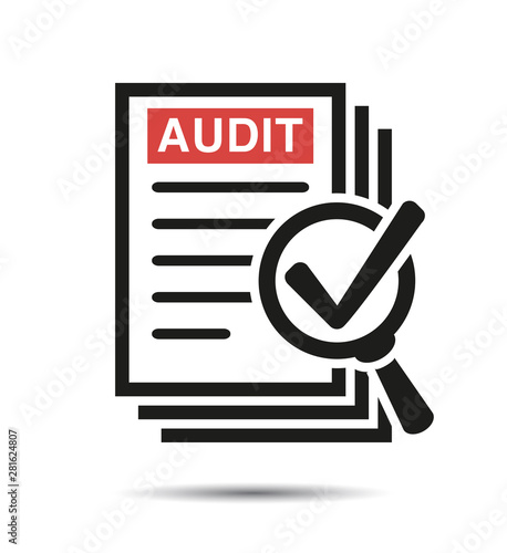 Search Icon on a report board, Audit review, Check List Icon.